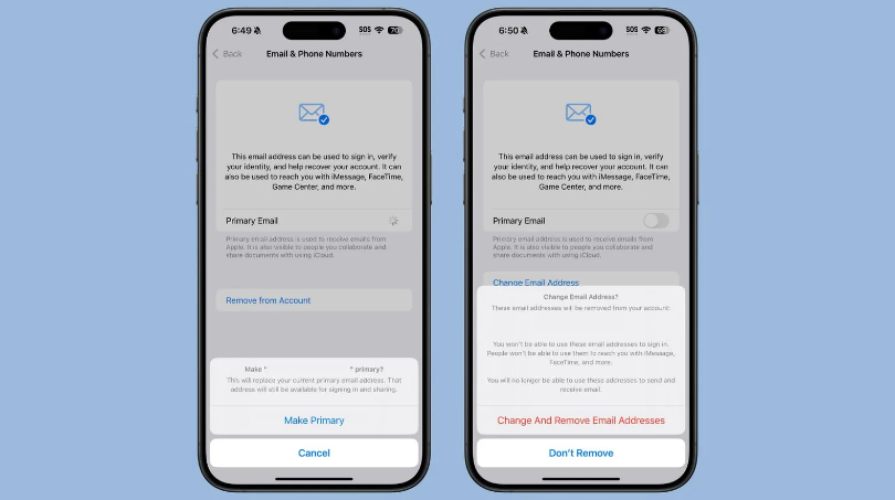 新竹镇苹果手机维修分享苹果 iOS 18.1 支持设置“主要”邮箱地址并更改 iCloud 邮箱 